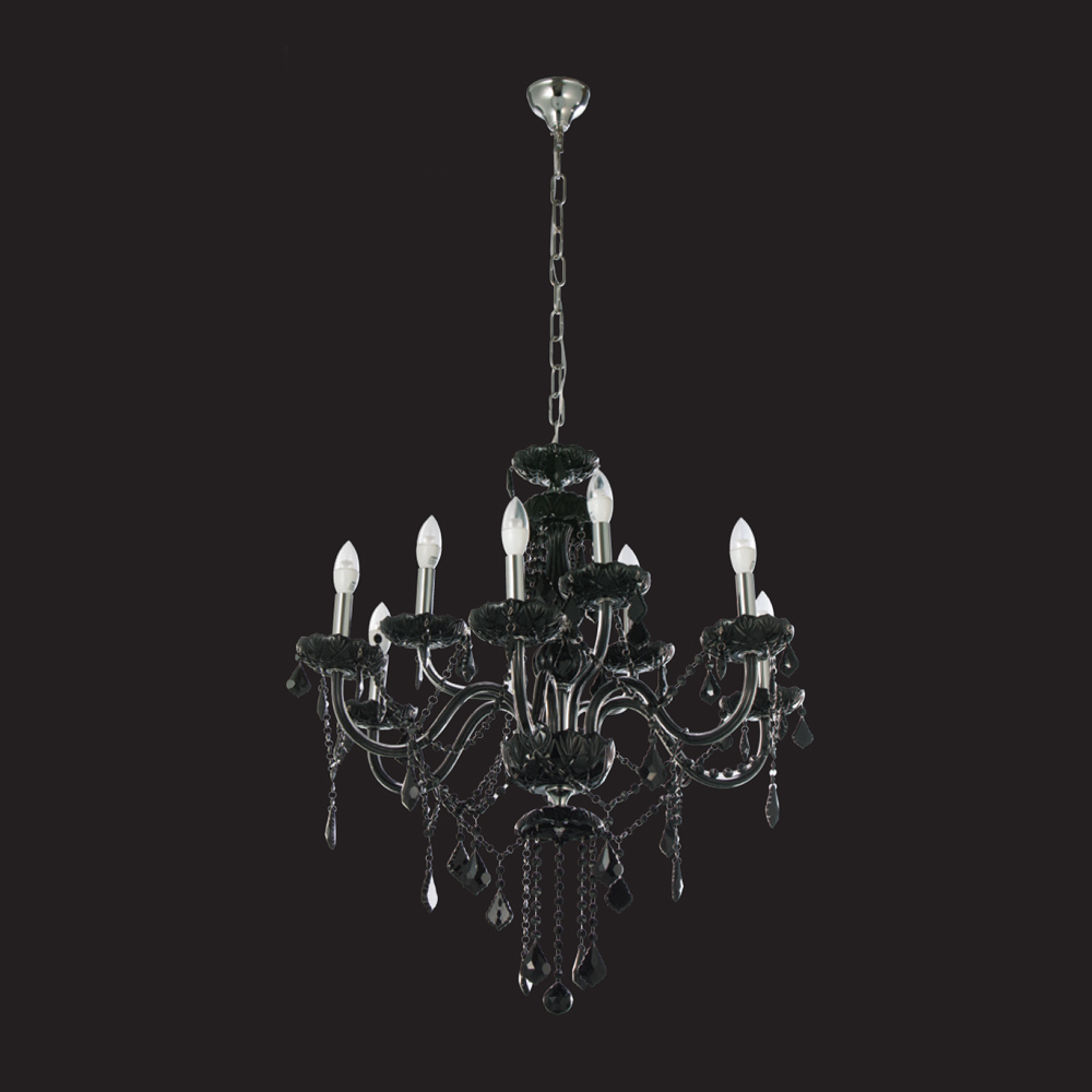 6 LT Black Crystal Chandelier